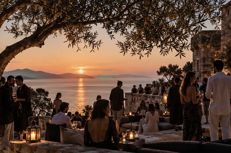 Sunset terrace above the sea